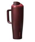 FreeSip Insulated Stainless Steel Tumbler With Built In Straw 40oz Side Handle Leak Proof BPA Free Bottle in Black Cherry