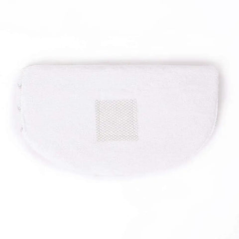4 Pack Microfiber Scrubby Mop Pads For PowerFresh 1940 Steam Mop Replacement, white pad with scrubbing strip, flat view.
