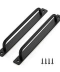 2 Pack Barn Door Handles For Sliding Doors In Black With Plate Zinc Alloy Rust Resistant Pull Handles Hole Center 8.8 Inches
