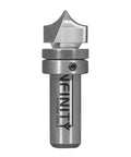 Top Shelf 8 Piece Router Bit Set For Sign Making And Custom Woodworking Featuring Solid Machined Steel Construction And Razor Sharp Carbide Blades For Nailing Every Cut, showing a detailed router bit.