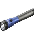Stinger LED HL Handheld Flashlight Rechargeable Blue, 640 Lumens High Output, durable aluminum body, shown at an angle