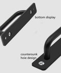 Pack Of 2 Beefy Aluminum Alloy Sliding Barn Door Handles And Cabinet Pull Knobs, shown in black with countersunk hole design