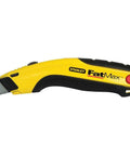 FatMax Retractable Utility Knife with Blade Wiper Blade Clamp Ergonomic Soft Grip Handle and Pop Up Blade Dispenser, Side View