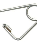 Close-up of a reusable cotter pin from the Throttle Rod Clevis Pin Kit For Go Kart Gas And Brake Pedal Linkage With Large Pins Includes 4 Zinc Coated Clevis Pins And 4 Reusable Cotter Pins For Easy Rod Attachment To Pedals.