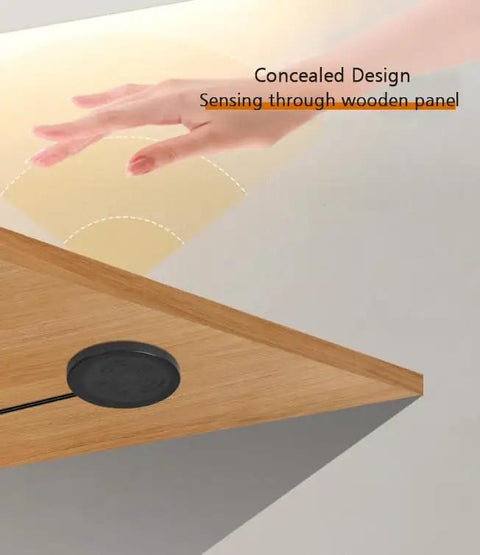 Hidden 12V Dimmer Switch With Stepless Brightness Touch Sensor Through Wood Panel for discreet hands-free dimming