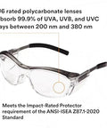 Safety Glasses With Built In Readers Plus 2.0 Diopter For Reading And Eye Protection ANSI Z87 Clear Lens Gray Frame