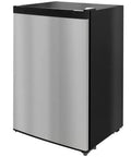Compact Upright Mini Freezer With 3.0 Cubic Feet Capacity And Reversible Door For Dorm Life Apartments RV Trips And Office Setups, black and silver design.