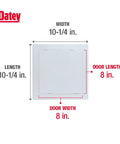 Eight By Eight Inch White Access Panel For Plumbing And Electrical Cables with dimensions 10-1/4 in. and door size 8 in.