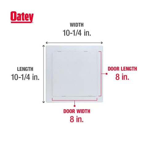 Eight By Eight Inch White Access Panel For Plumbing And Electrical Cables with dimensions 10-1/4 in. and door size 8 in.
