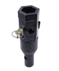 Heavy Duty 2 Inch Female Hex To 2 Inch Male Round Auger Shaft Adapter For Drill Attachments Converts Hex To Round Bolt Pin Compatible 12 Inch Long 17 Pound Construction, close-up view