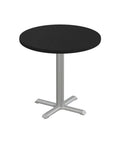 30 Inch Round Pub Table, 29 Inch High, Black Granite Laminate Top With Gray Stamped Steel Base, Durable High Pressure Surface, Leveling Glides, Dining Cocktail Table Made In The USA
