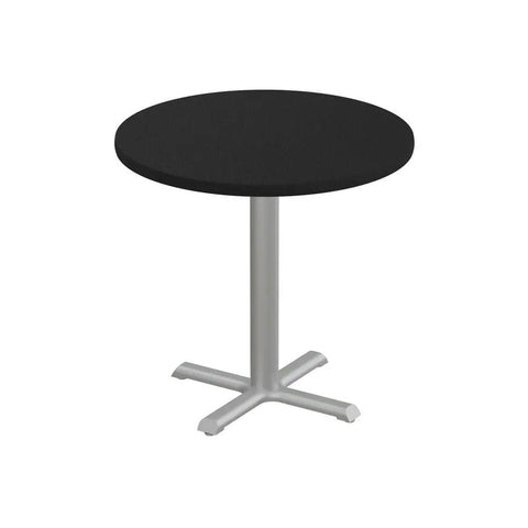 30 Inch Round Pub Table, 29 Inch High, Black Granite Laminate Top With Gray Stamped Steel Base, Durable High Pressure Surface, Leveling Glides, Dining Cocktail Table Made In The USA