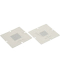 Two stencil templates from BGA Reballing Kit 90mm Reball Station Fixture Jig Set With 10 Stencil Templates And Metal PCB Holder For Soldering Repairs.