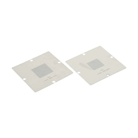 Two stencil templates from BGA Reballing Kit 90mm Reball Station Fixture Jig Set With 10 Stencil Templates And Metal PCB Holder For Soldering Repairs.