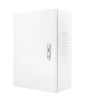 Rock Solid Ev Charger Station Cabinet With Lockable Lid And Built In Cooling Vents For Indoor Garage Setup, white with combination lock.