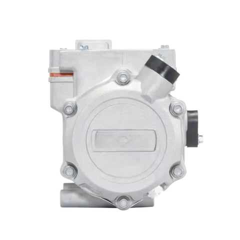 Heavy Duty 48V DC Car AC Compressor For Electric Vehicles Keeping Your Ride Chill With Upgraded Replacement Cooling Unit side view with metallic finish.