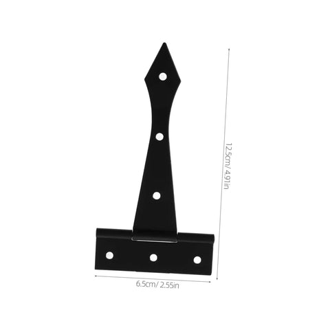 Heavy duty cabinet door hinge, black iron with smooth finish, 125mm height for residential and outdoor use, ideal for kitchen and barn doors.