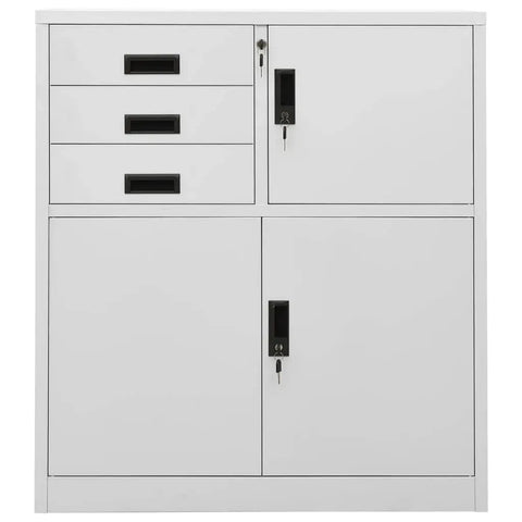 Lockable Metal File Cabinet With Doors And Drawers In White For Home Office Garage Storage Secure Steel Cabinet For Files Tools And Office Essentials Durable Stylish Organization Solution