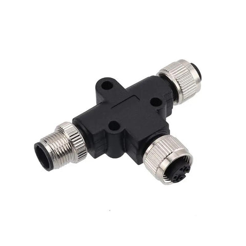 M12 T Type Connector A Code Male To Female Unshielded IP67 Waterproof Field Wired Sensor Plug Adapter, 4 Pin DIY, aviation use