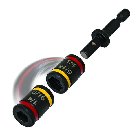 CRHEX Cleanable Reversible Magnetic Hex Driver Kit With Four Nut Drivers And Pro Grade Mixed Shank Lengths 6In 4In FiveEighthIn And 2In Built For Quick Easy Nut Driving MSHXLCM1 MSHMLCM2 MSHLC1 MSHC showing rotating hex driver heads