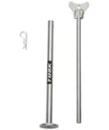 Beefy Adjustable Motorcycle Stand for Maintenance and Service 11 to 19 inch lift zinc plated heavy duty steel components shown