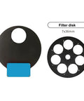 Electric Filter Wheel For Astronomical Telescopes With 3 Interchangeable Filter Disks showing 7x36mm filter disk.