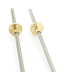 304 Stainless Steel T6 Lead Screw With Brass Nut, trapezoidal spindle, 150mm length, shown in front view for linear motion
