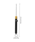 KICHOUSE stainless steel detacher tool for fishing; front view shows black handle, gold collar, long shaft, key ring