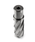 OSCARBIDE 7/8in annular cutter with 3/4in Weldon shank, 2in depth, front view for magnetic drill press