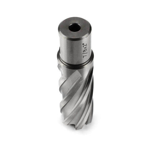 OSCARBIDE 7/8in annular cutter with 3/4in Weldon shank, 2in depth, front view for magnetic drill press