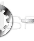 Pack Of Ten Thousand 18-8 Stainless Steel Tooth Lock Washers With Sharp Internal Teeth showcasing detail and structure for strong hold.