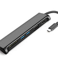 Slick All Aluminum Type C Docking Station For Laptops with multiple ports and a USB-C connector on a white background.