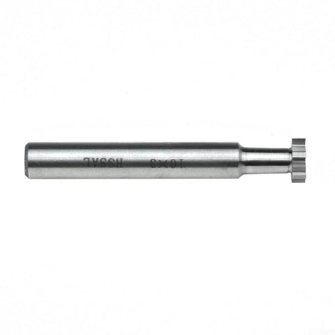 10mm diameter, 6-flute HSS T-slot end mill cutter with 6mm shank and 65mm overall length