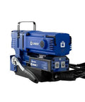 Unibor low-profile magnetic drill press E5000LP, blue body with magnetic base and power cord
