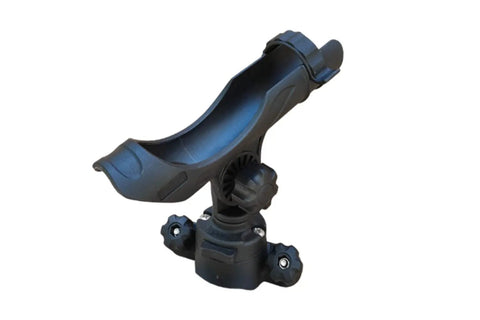 Power Lock Rod Holder For 45 Degree Boat Track System That Fits Lund Sport Track G3 Lowe Ranger Crestliner Gunnel Tracks Heavy Duty UV Stabilized Fiberglass Reinforced Polymer For Durability Easy Install And Quick Move, black side view