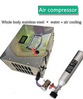 Heavy Duty Electric Submersible Pump With Slick Portable Compressor And Inflatable Air Gun For Hella Efficient Water Transfer And No Sweat Pool Filling With 2 Liter Capacity And Easy Access Oil Gauge, featuring stainless steel air compressor.
