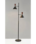 Arlo Tree Floor Lamp With Dual Shades, 67.25 Inch Tall, 2 x 60W Max, Black Finish, Modern Mid Century Style standing on white surface