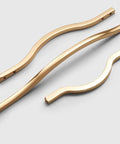 Golden Wave Shaped Cabinet Pulls Set Of 6 With Glossy Cupboard Drawer Knobs Heavy Duty Elegant Handles For Bathroom Kitchen Bedroom