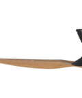 Built Tough Smart Outdoor Ceiling Fan Marine Coastal Grade Wet Rated Salt Resistant Storm Ready With Wireless Remote Control And Universal Mount And Ten Inch Extension Tube For Rough Sea Breeze Decks, side view of wooden blade and motor housing.