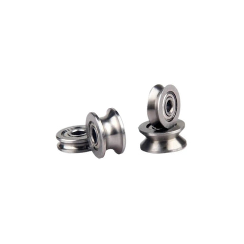 10 Pcs Slick V Groove Wire Guide Track Miniature Bearings Featuring Quiet Roll Motion And Pro Grade Durability Smooth Operator Over Line Pulley For Weekend Garage Tinkering, metallic bearings on white background.