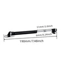 Six Inch 30N Gas Struts Lift Supports For Cabinets Toy Boxes Tool Boxes And Cars Soft Open Lid Hinge Slick For Safe No Pinch Hands 4 Pack With Screws Included, showing product dimensions of 190mm total length