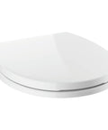 Round Front Slow Close Toilet Seat With Non Slip Bumpers, Fits Most Round Front Toilets, Quiet Close, Easy Install, White Finish