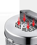 Top view of Kid You Not This Heavy Duty Stainless Steel Food Dehydrator showing the vent and heat distribution feature.