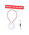 Bolleke Indoor Outdoor LED Lantern Cordless Battery Powered Portable Lamp with USB cable, white ball shape, red handle, taupe color