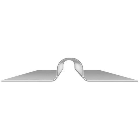 Front view of PEX Radiant Floor Heat Transfer Plates 100 Pack, Aluminum Two Foot Long Plates For One Half Inch Tubing, showing curved design.