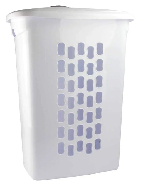 Heavy Duty Wheeled Laundry Hamper With Secure Lid And Smooth Rolling Wheels For No Sweat Hauling Of Dirty Clothes And Towels, Solid White Plastic Build