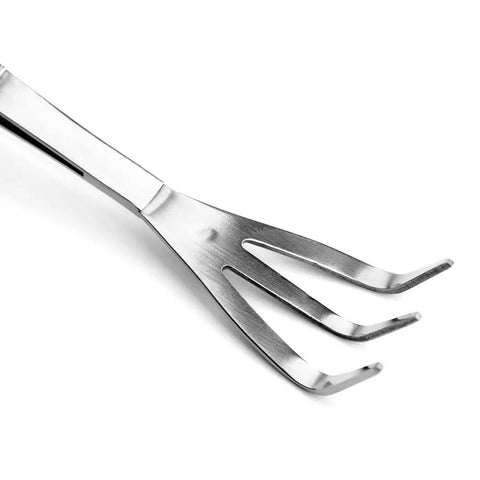Precision Bonsai Tweezers And Rake Scraper Tool Set For Detailed Shaping And Soil Maintenance Stainless Steel Hand Tools For Plant Care Ideal For Hobbyists And Professionals Model JTT02, stainless steel rake head close-up
