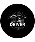 Combine Harvester Inspired PopSocket Swappable Top Grip For iPhone And Android Harvesting Machine Design With Funny Reaper Driver Theme Perfect Gift For Farmers And Farm Fans showing a black top with a combine harvester driver design.