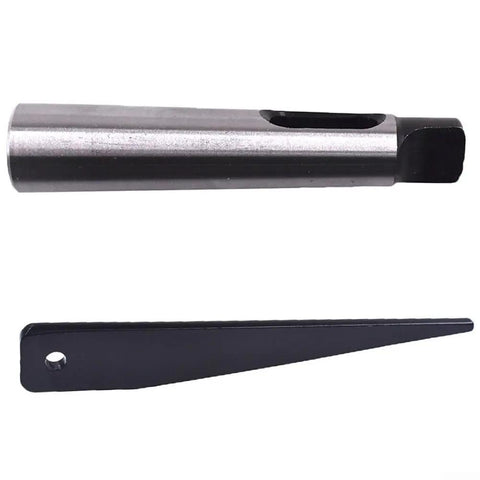 Morse Taper Adapter MT1 To MT2 Reducing Sleeve For Drill Bits And Milling Cutters High Precision 0.015mm Hardened 45 Carbon Steel Tool Holding With Drift Key For Industrial Use, MT1 to MT2 sleeve and drift key