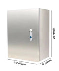 Weatherproof 304 Stainless Steel Electrical Enclosure Box 20 by 16 by 8 Inches with Mounting Plate for Outdoor Use